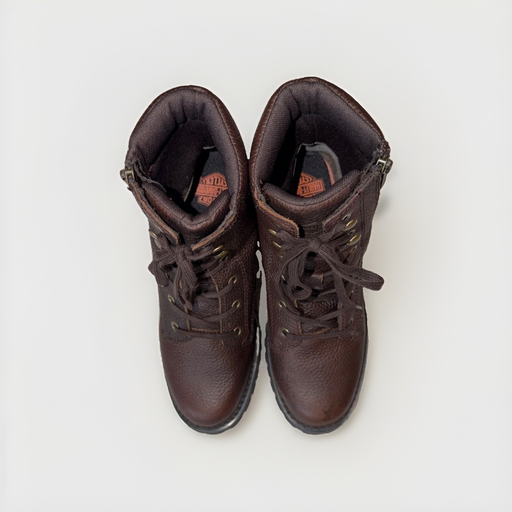 Harley-Davidson Women's Size 8 Nolana 6" Brown Motorcycle Boots Pebbled Leather - Picture 4 of 12